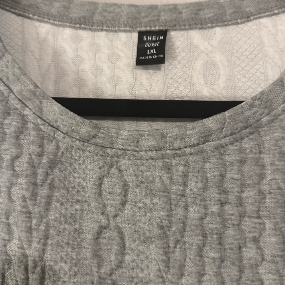 SHEIN Gray Long Sleeve Cable Knit Dress - Picture 4 of 6